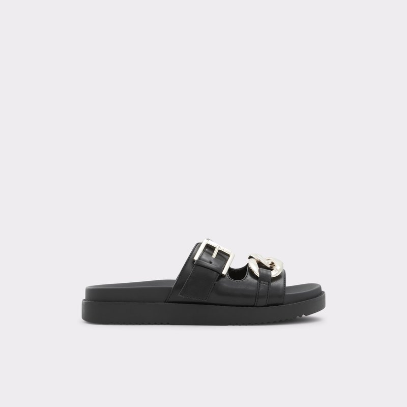 Sandalias Planas Aldo Asae Mujer Negros | NHL726150